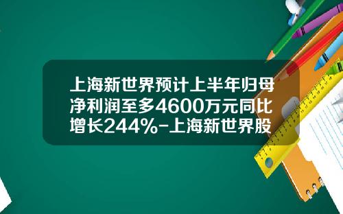 上海新世界預計上半年歸母淨利潤至多4600萬元同比增長244%-上海新世界股份有限公司地址