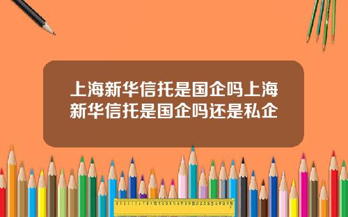 上海新华信托是国企吗上海新华信托是国企吗还是私企
