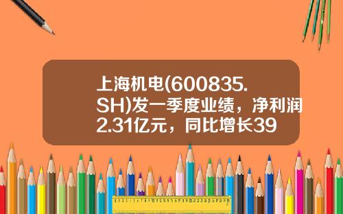 上海機電(600835.SH)發一季度業勣，淨利潤2.31億元，同比增長39.43%-上海機電股份有限公司