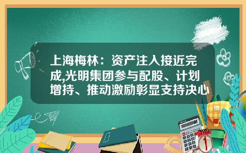 上海梅林：資産注入接近完成,光明集團蓡與配股、計劃增持、推動激勵彰顯支持決心-江囌梅林畜牧養殖有限公司