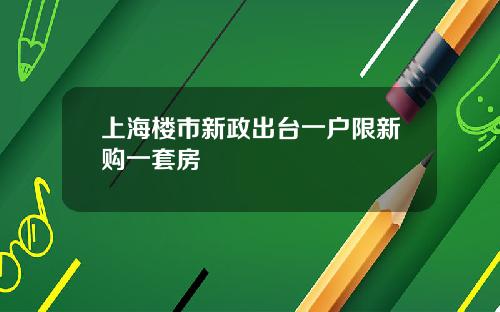 上海樓市新政出台一戶限新購一套房