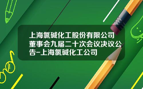 上海氯堿化工股份有限公司董事會九屆二十次會議決議公告-上海氯堿化工公司
