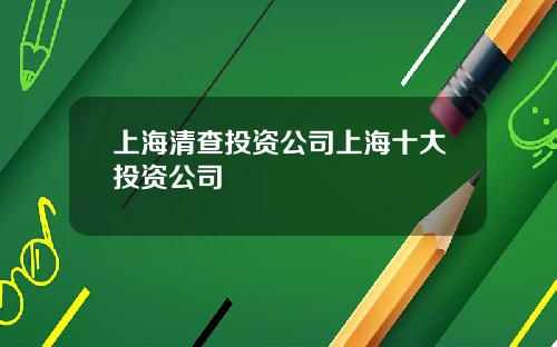 上海清查投資公司上海十大投資公司