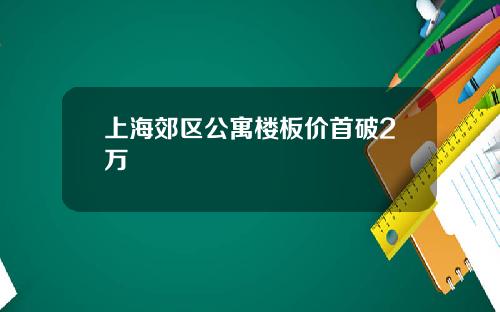 上海郊区公寓楼板价首破2万