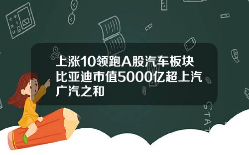 上涨10领跑A股汽车板块比亚迪市值5000亿超上汽广汽之和