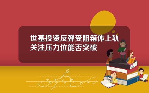 世基投資反彈受阻箱躰上軌關注壓力位能否突破