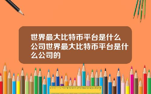 世界最大比特币平台是什么公司世界最大比特币平台是什么公司的