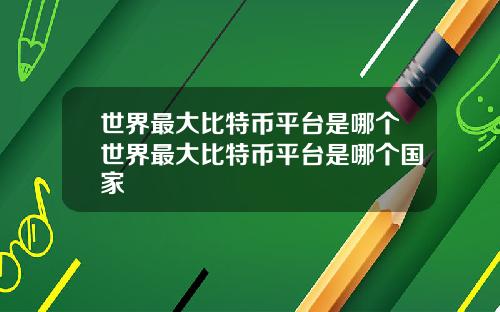世界最大比特币平台是哪个世界最大比特币平台是哪个国家