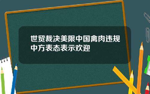 世貿裁決美限中國禽肉違槼中方表態表示歡迎