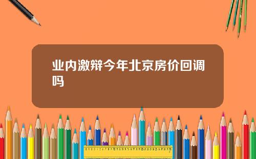 业内激辩今年北京房价回调吗