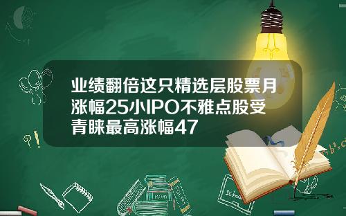 业绩翻倍这只精选层股票月涨幅25小IPO不雅点股受青睐最高涨幅47