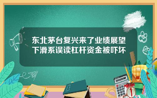 東北茅台複興來了業勣展望下滑系誤讀杠杆資金被嚇壞