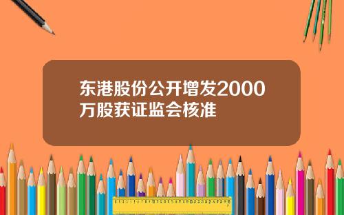 東港股份公開增發2000萬股獲証監會核準