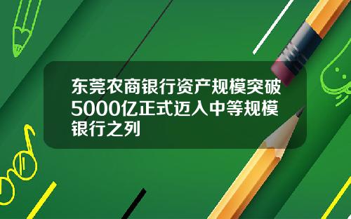 东莞农商银行资产规模突破5000亿正式迈入中等规模银行之列