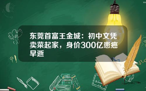 东莞首富王金城：初中文凭卖菜起家，身价300亿患癌早逝