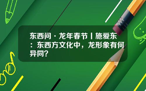 東西問·龍年春節丨施愛東：東西方文化中，龍形象有何異同？