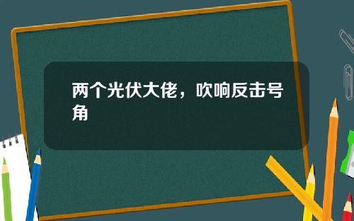 两个光伏大佬，吹响反击号角