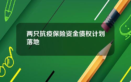 两只抗疫保险资金债权计划落地
