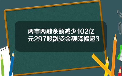 兩市兩融餘額減少102億元297股融資餘額降幅超3