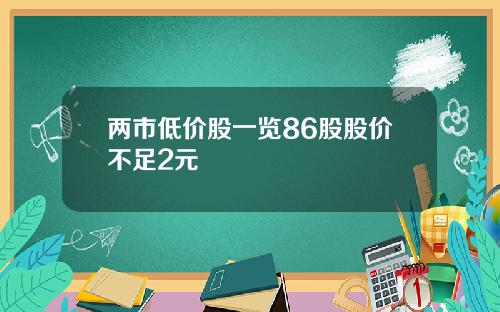 兩市低價股一覽86股股價不足2元