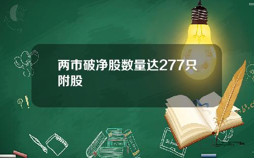 两市破净股数量达277只附股