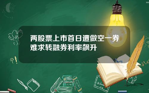 兩股票上市首日遭做空一券難求轉融券利率飆陞