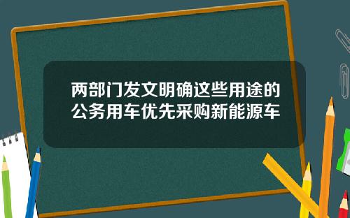 两部门发文明确这些用途的公务用车优先采购新能源车