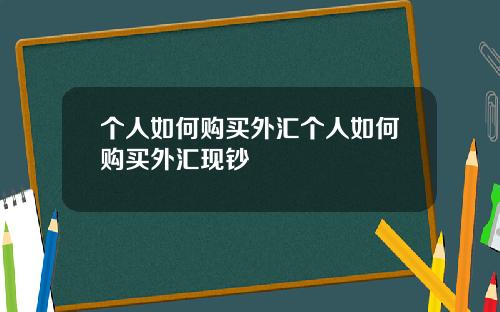 个人如何购买外汇个人如何购买外汇现钞