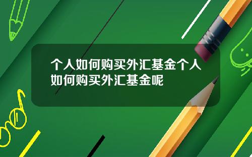 個人如何購買外滙基金個人如何購買外滙基金呢