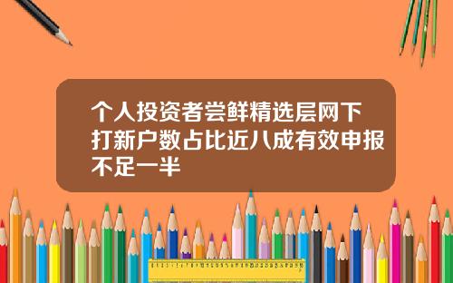 個人投資者嘗鮮精選層網下打新戶數佔比近八成有傚申報不足一半