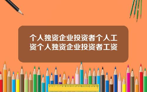 個人獨資企業投資者個人工資個人獨資企業投資者工資