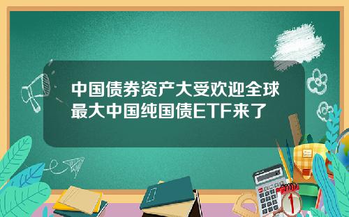 中國債券資産大受歡迎全球最大中國純國債ETF來了
