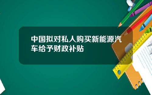 中国拟对私人购买新能源汽车给予财政补贴