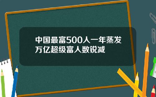中國最富500人一年蒸發萬億超級富人數銳減