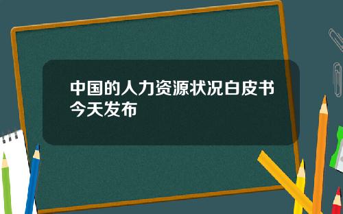 中国的人力资源状况白皮书今天发布