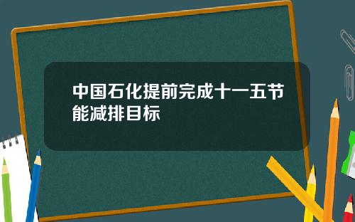 中国石化提前完成十一五节能减排目标