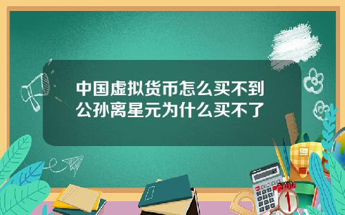 中国虚拟货币怎么买不到 公孙离星元为什么买不了