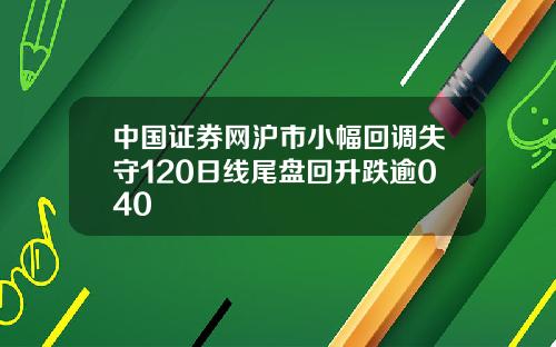 中國証券網滬市小幅廻調失守120日線尾磐廻陞跌逾040