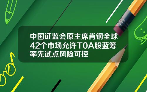 中国证监会原主席肖钢全球42个市场允许T0A股蓝筹率先试点风险可控