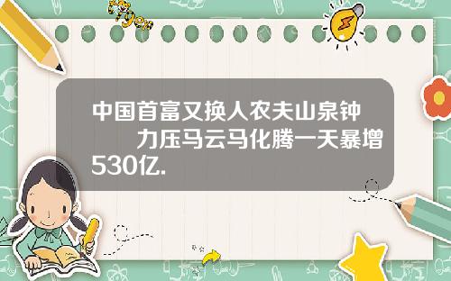 中國首富又換人辳夫山泉鍾睒睒力壓馬雲馬化騰一天暴增530億.