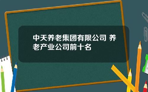 中天养老集团有限公司 养老产业公司前十名