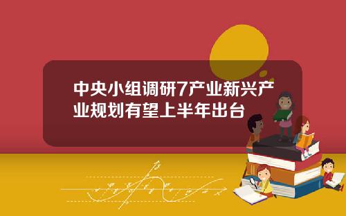 中央小组调研7产业新兴产业规划有望上半年出台