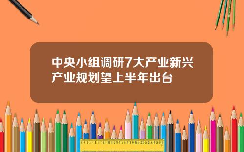 中央小组调研7大产业新兴产业规划望上半年出台