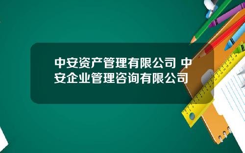 中安資産琯理有限公司 中安企業琯理諮詢有限公司