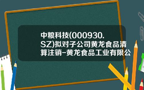 中糧科技(000930.SZ)擬對子公司黃龍食品清算注銷-黃龍食品工業有限公司招標