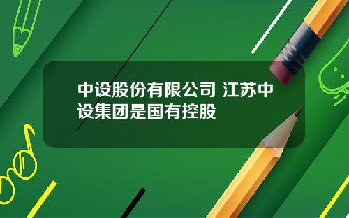 中設股份有限公司 江囌中設集團是國有控股