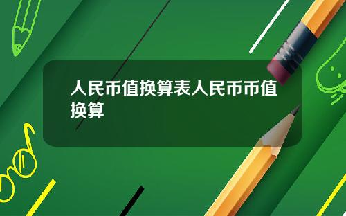 人民幣值換算表人民幣幣值換算