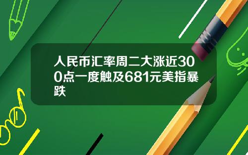 人民幣滙率周二大漲近300點一度觸及681元美指暴跌