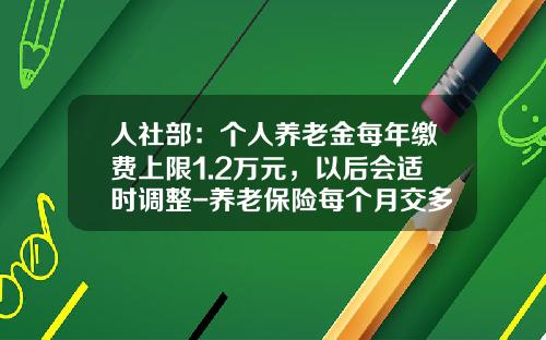人社部：個人養老金每年繳費上限1.2萬元，以後會適時調整-養老保險每個月交多少錢