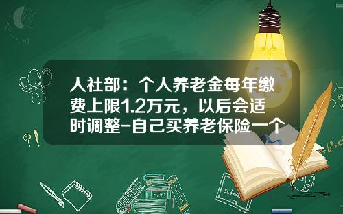 人社部：個人養老金每年繳費上限1.2萬元，以後會適時調整-自己買養老保險一個月交多少錢